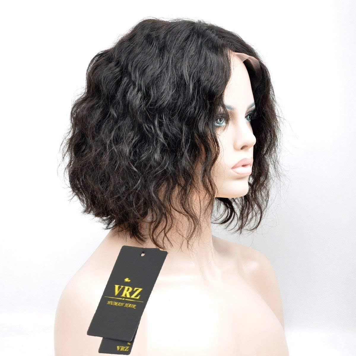 VRZ Short Wavy Lace Front Human Hair Wigs Natural Color