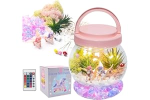 FLOWLAMP DIY Light-Up Unicorn Terrarium Jar Kit for Kids, RGBW Color Changing Night Light with Remote Control Arts Crafts Unicorns Activities Kits Presents for Age 4 5 6 7 8 9 10 Years Old Birthday Gifts Toys