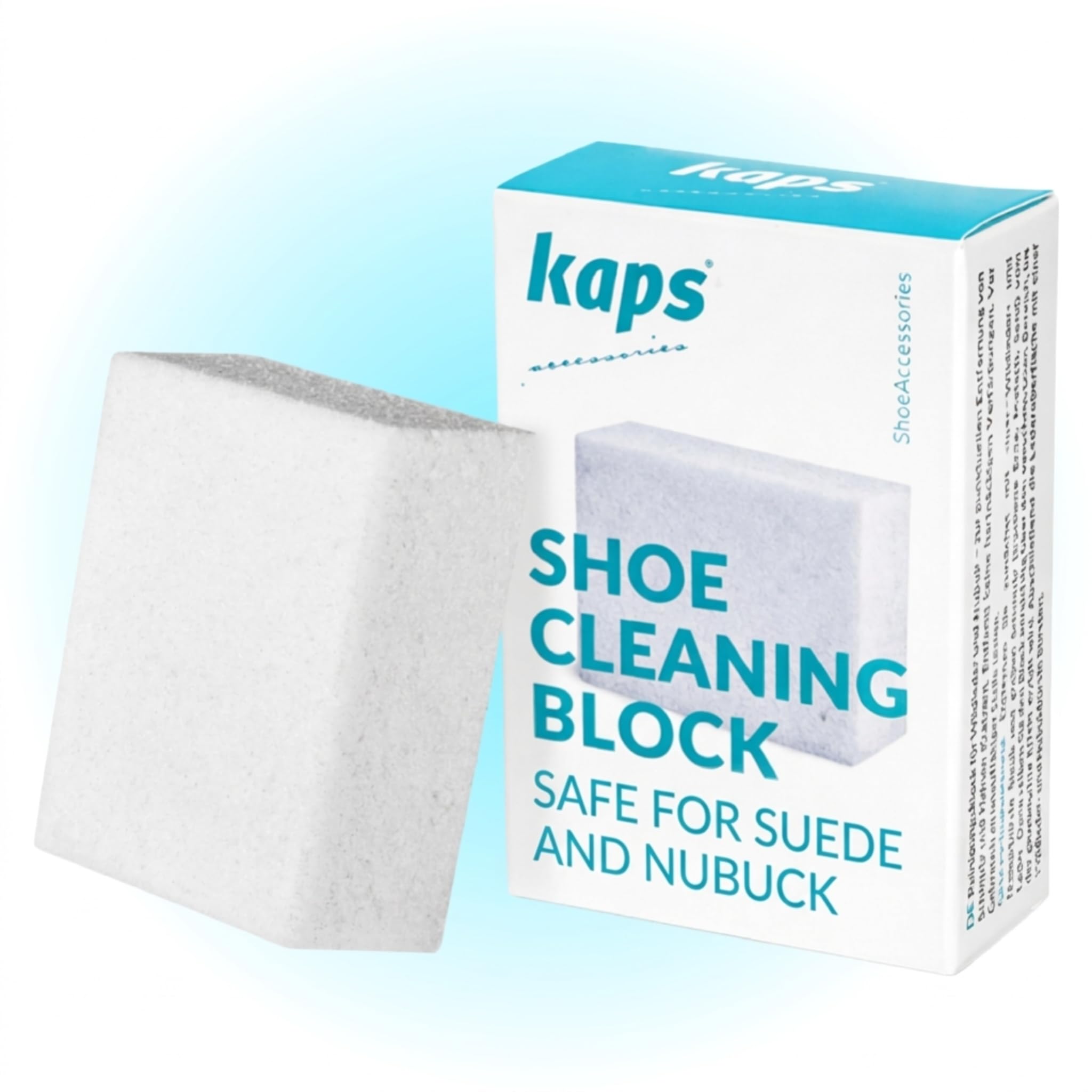 Kaps Suede Cleaner and Nubuck Cleaning Block, Trainer Sneaker Shoe Stain Eraser for Boots Bags and Furniture, Removes Dirt and Scuff Marks, Safe for Delicate Leather, Travel Size