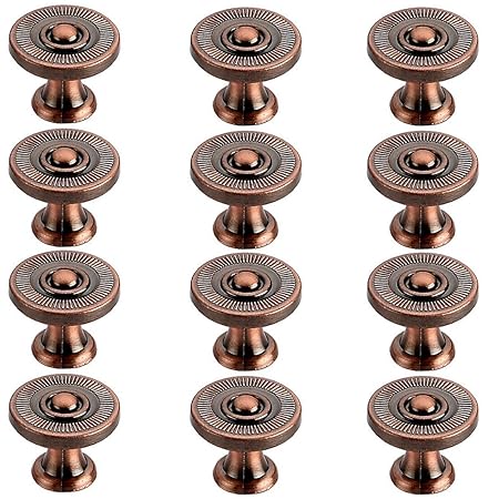 Xshion 12 Pack Drawer Pulls Retro Cabinet Knobs Round Cabinet