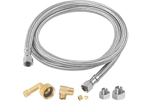 Compatible with Bosch Dishwasher SHXM78W55N, SHP78CM5N, SHX78CM5N - 5FT Water Supply Hose Kit with 90° Elbow Fitting - Replac
