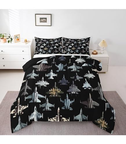 Kids Comforter Set ESCA Fire Truck Navy Blue Reversible Comforter