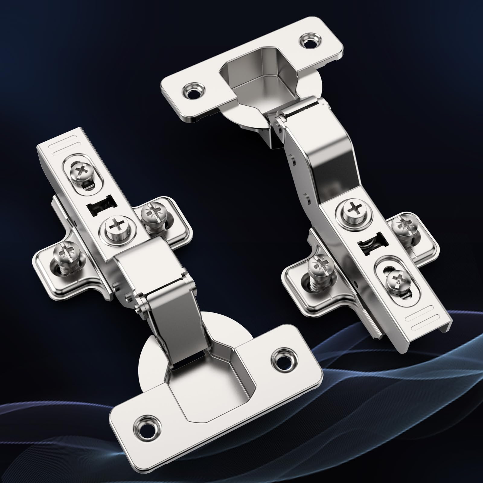 Furniware Pack of 10 Soft Close Hinges for Kitchen Cupboards - 3D Adjustable Nickel Concealed Cabinet Door Hinges With Clip ON Plate, European Style, Inset