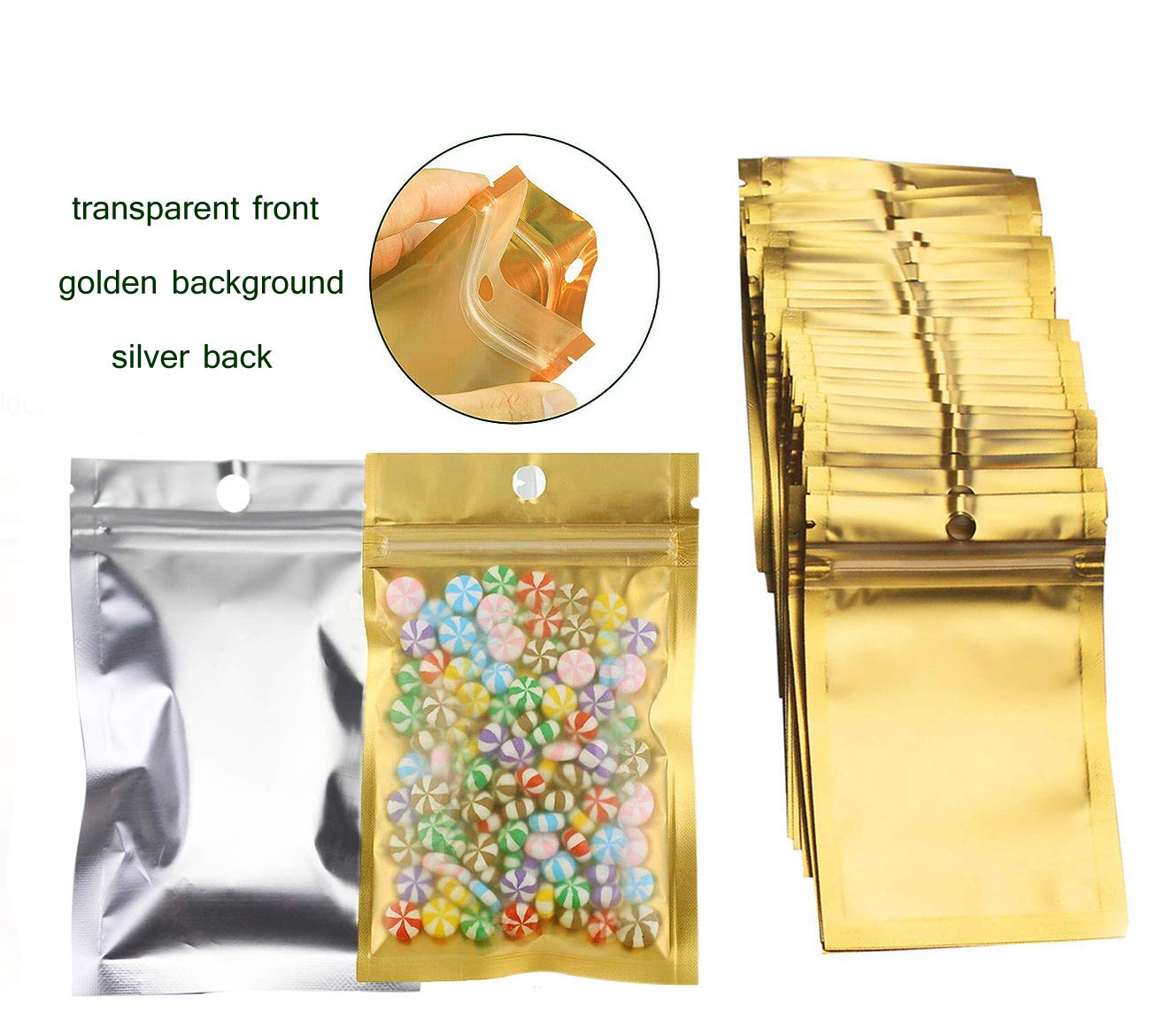 Mylar Zip Lock Bags Resealable Aluminum Metallic Foil Mylar