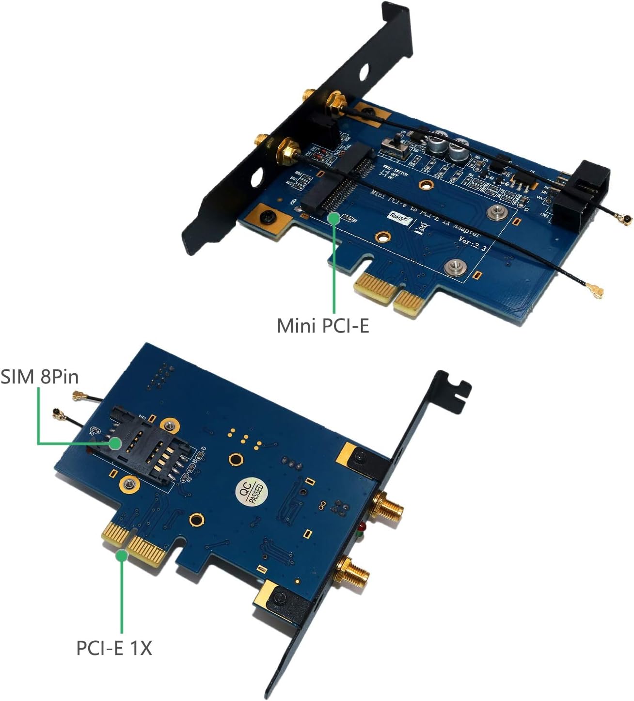 Mini Pci E Pci Express To Pci E 1x Adapter With Sim Card Slot For Wifi And 3g 4g Lte Card Internal Components Electronics Snowrobin Jp
