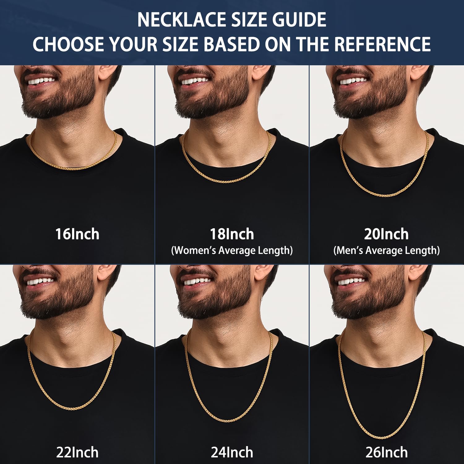 Jewlpire Italian Silver Wheat Chain/14k Gold Chain Necklace for Men, 2.5mm 3mm Chains for Men, Stainless Steel Necklace Chains for Men and Women, Mens Chain Necklace 16 18 20 22 24 26 Inch