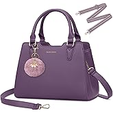 IGOLUMON Women's Top-Handle Handbags PU Vegan Leather Satchel Purses for Women Designer Tote Purse Handbag with Cute Pompom