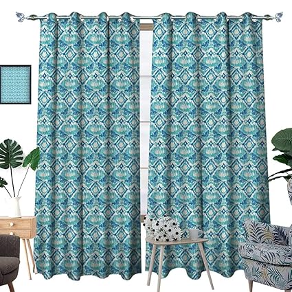 Amazon Com Homehot Ikat Blackout Window Curtain Abstract Shapes