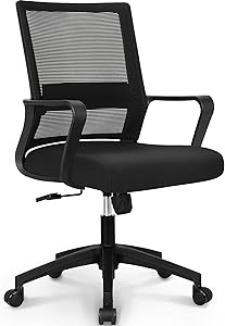 NEO CHAIR Office Swivel Desk Ergonomic mesh Adjustable Lumbar Support Computer Task Back armrest Home Rolling Women Adults Men Comfort Chairs Height Comfortable Gaming Modern (Black)