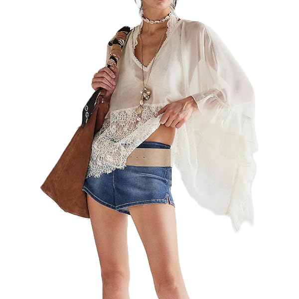 Women Full Sleeve Frill Tops Sexy See Through Sheer Ruffle Trim