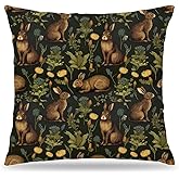 LUKIPOM Rustic Rabbit Pillow Covers 18x18 Double-Sided, Vintage Farmhouse Botanical Bunny Pillow Covers, Cottagecore Home Room Decor, Rustic Farmhouse Decor Living Room Bedroom