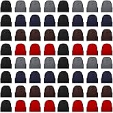 JaGely 64 Pieces Winter Hats Bulk Homeless Supplies Beanie Cap Unisex Warm Knitted Cuffed Skull Cap for Women Men Homeless, 5 Colors