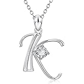 YFN Initial Necklace Sterling Silver Letters 26 Alphabet Pendant Necklace Jewelry