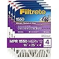 Filtrete 16x25x4 Air Filter, MPR 1550 DP, MERV 12, Healthy Living Ultra Allergen Deep Pleat,4-Pack, Fits Lennox & Honeywell D