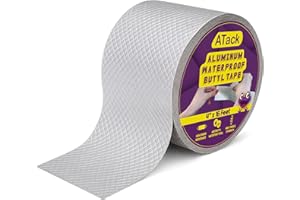 ATack Aluminum Butyl Tape Waterproof Sealing Tape 4 Inch x 16 Feet Roof Sealant for Roof and Gutter Patch, RV Repair, Metal Flashing, HVAC, Window, Pipe Sealing, Super Waterproof Thick Butyl Rubber