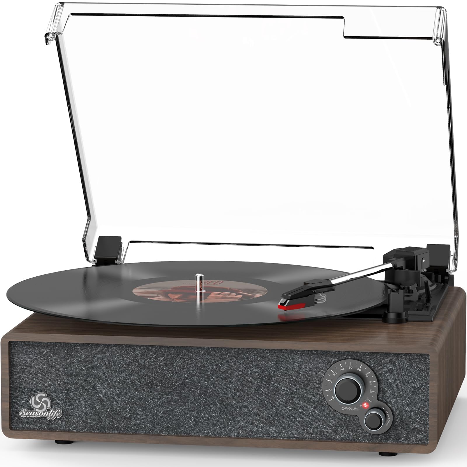 Photo 1 of ***Will Not Power ON**
Record Player Built-in Stereo Speakers Vintage Turntable for Vinyl Records LP Phonograph Belt Drive 3 Speed 3 Size Support Wireless Input RCA Output Auto Stop Tone Adjustment Retro Wooden Walnut Brown