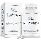 BonStrong Nano Calcium Supplement with MSM – 7-in-1 Bone Support Formula with Vitamin D3, K1, Magnesium & Zinc – Made in USA – 120 Capsules