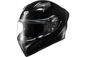 KYPARA Full Face Motorcycle Helmet with Internal Tinted Visor & DOT Approved for Moped ATV Cruiser Scooter (Starry Night, Small)