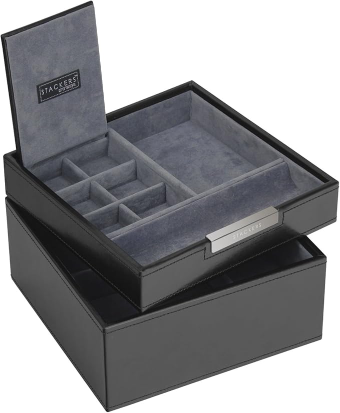 Stackers Schwarz Quadratisch Aufbewahrungsstation und Uhrenkasten