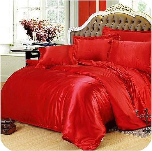Amazon Com Wechat Store Silk Bedding Set Red Super King Size