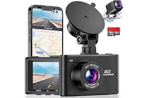 GUGTTR 4K Dash Cam Front and Rear, Dash Camera for Cars 2160P Dashcam WiFi GPS,Free 64GB Card, 3 Inch IPS Screen, 170°Wide Angle, Night Vision, WDR, Loop Recording, G-Sensor, Parking Monitor