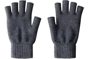 iMongol Pure Wool Women Men Unisex Half Fingers Fingerless Gloves Mittens, Outdoor Tactical Glove for Hunting & Hiking
