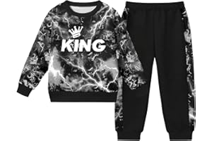 ADIRUN Toddler Boy Clothes Cool Lightning Letter Print Long Sleeve Sweatshirt Patchwork Pants Fall Winter Outfits 2Pcs Set