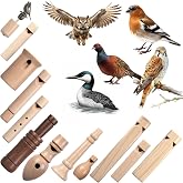 Shappy 12 Pcs Wooden Bird Call Set Handmade Bird Call Gifts for Birdwatchers, Nature Lovers, Outdoor Exploration Activities Camping Trips Realistic Sounding Whistle