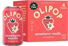 OLIPOP Prebiotic Soda Pop, Strawberry Vanilla, Prebiotics, Botanicals, Plant Fiber, 12 fl oz (4 Cans)