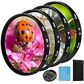 82mm Close-up Filter Kit 4 Pieces(+1,+2,+4,+10) Macro Filter Accessory Close-up Lens Filter Kit Set with Lens Filter Pouch for Canon Nikon Sony Pentax Olympus Fuji DSLR Camera+Lens Cap