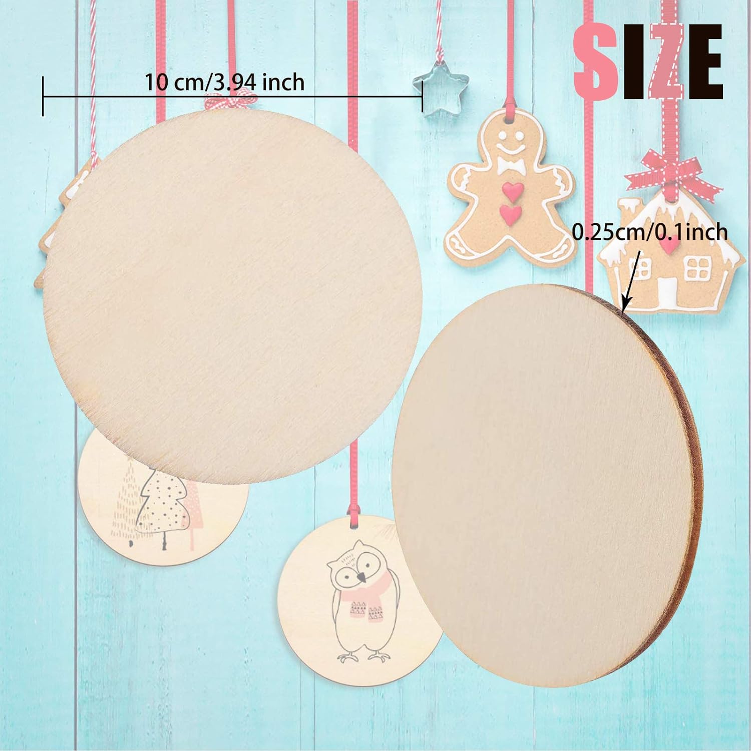 WZYTEU 40pcs Wooden Discs, Blank Unfinished Wooden Circles - Image 3