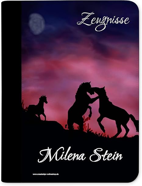 Creadesign Z M 1033 Kinder Zeugnismappe Mit Namen Personalisiert Motiv Pferde A4 24 X 31 X 1 Cm Mit 10 Klarsichthullen Rucken Schwarz Amazon De Burobedarf Schreibwaren