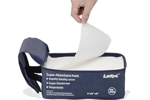 LaSyL Super Absorbent Commode Pads - 100 Count Wholesale Value Pack - for Camping Portable Toilet Bags, Commodes Liners Disposable, Bed Pan, Potty Chair-Leak Proof