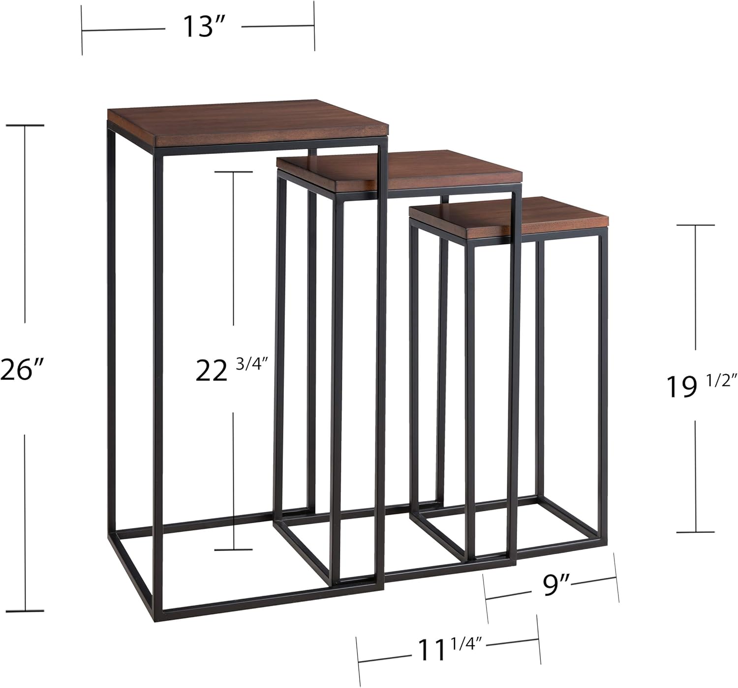 Southern Enterprises Martlane Nesting Tables, Black/Espresso: Furniture & Decor