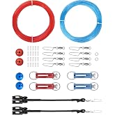 BLUEWING Upgraded Single/Double/Triple Outrigger Rigging Kit All-in-One Kit with 400lb Mono Line, Release Clips, Pulley, Snap Swivels, Crimps, Ball Stops and Rings for Outrigger Setup
