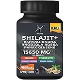8-in-1 Shilajit Himalayan Organic Supplement with Shilajit 9000, Ashwagandha 2000MG, Rhodiola Rosea 1000MG, Panax Ginseng 150