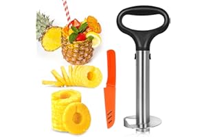 Cook Guy Hollow Handle Pineapple Corer and Slicer Set - Features Reinforced Stainless Steel Pineapple Cutter and Fruit Knife 