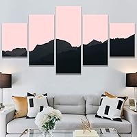 SIGNWIN 5 Panel Canvas Wall Art Modern Art Expressive Landscape Modern Mountain Top Multicolor Photography for Home Decorations Ready to Hang - 60