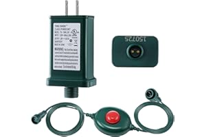 Meonum 29V 18W LED Power Supply with Foot Switch, Transformer Replacement Class 2 Power Supply, 9 Modes Low Voltage Transformer US Plug for Christmas Tree Light & LED String Lights (Green)