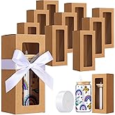 Honoson 24 Pcs Tumbler Gift Box with Ribbon for Sublimation Glass Exhibition Boxes Transparent for 12oz 16oz 20oz Drinking Cup Glasses Jars Mug Can Blanks(Brown)
