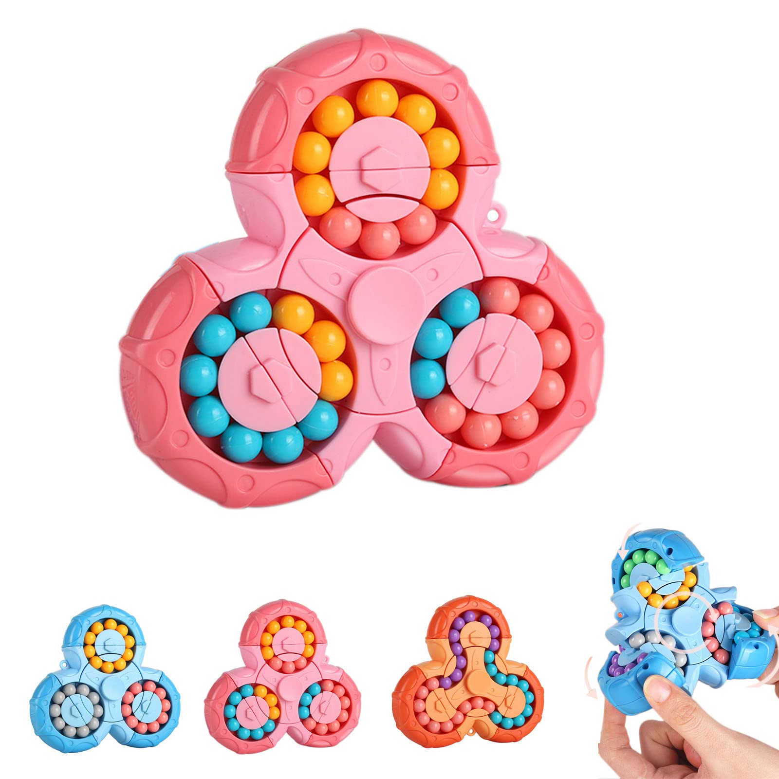 Magic Bean Rotating Cube Toy,Fidget Toy Spinner Ball Sorting Game Puzzle Brain Training Handheld Spinning Decompression Toy,Jigsaw Bean Toy Gifts for Kids,Teens,Adults Rotating Finger Cube Toy โ image 1