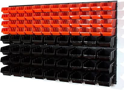 48 cajas de almacenamiento de color naranja/negro tamaño S y 36 naranja