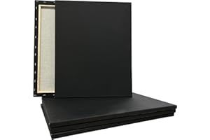 16” x 20” Black Super Value Stretched Canvas by Artist's Loft Necessities - Primed Cotton Board with Wood Frame for Paint, Acrylic, & Oils - 5 Pack