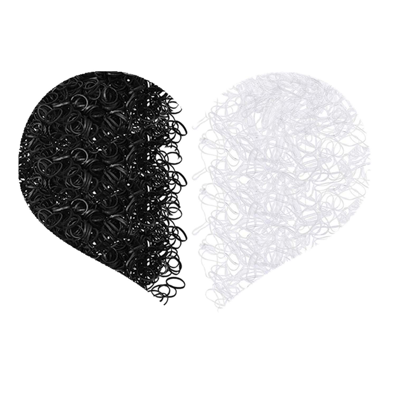 JinYu Pack of 2000 Hair Bobbles Bands Mini Elastic Hair Bands Rubber Hair Band Black and Transparent