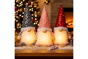 3Pcs Christmas Gnomes Decorations Indoor and Christmas Decorations Indoor with Light - 12" Handmade Swedish Santa Gnomes Plus