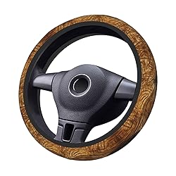Wood Grain Print Steering Wheel Cover, Non-Slip