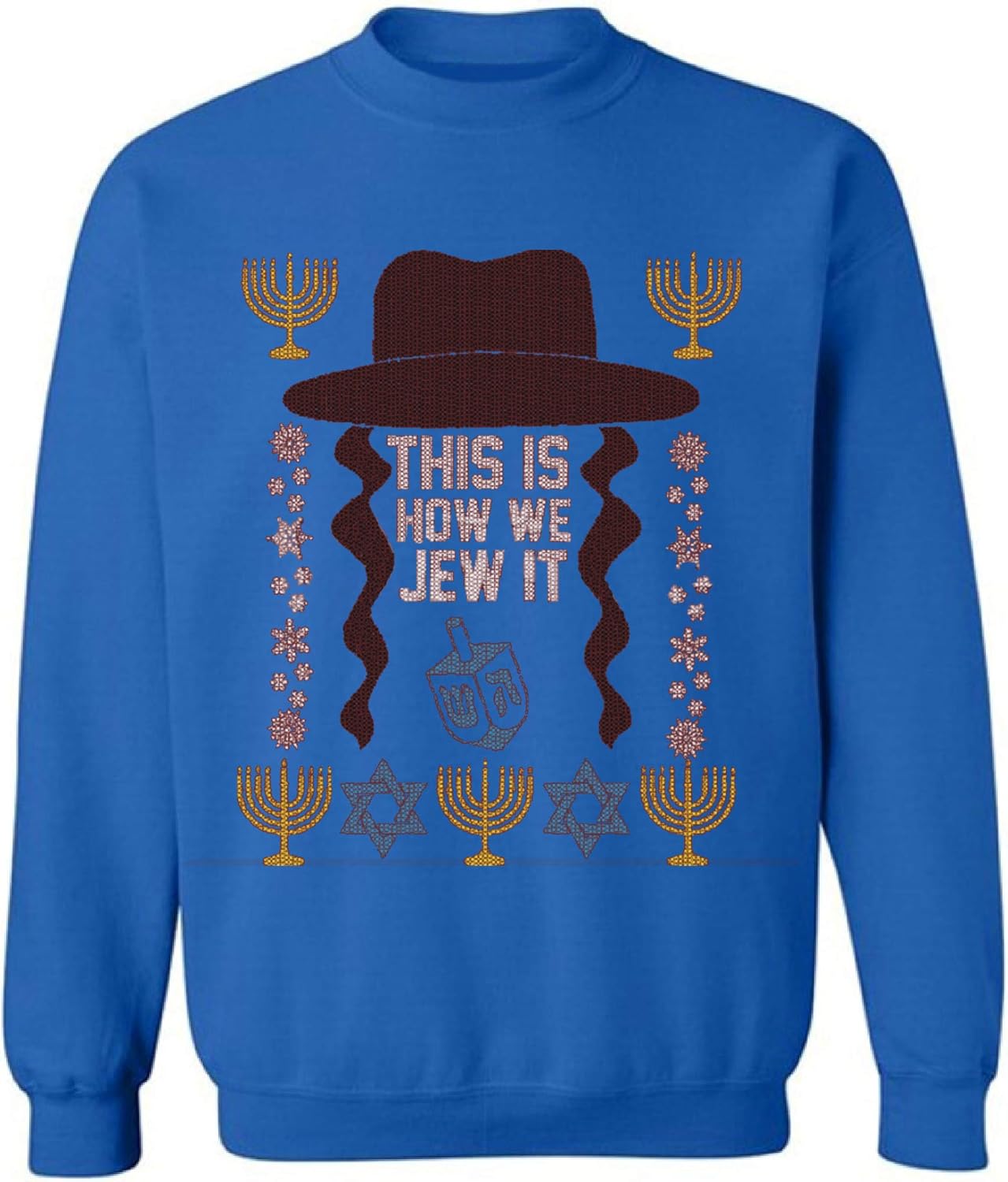 Pekatees Hanukkah Ugly Sweatshirt This is How We Jew It Sweater Jewish Sweater at Amazon Men’s