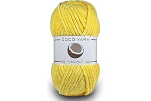 COCO YARN Velvet Yarn for Crocheting – CocoYarn - Chenille Chunky Yarn for Hand Knitting, Fluffy Soft Plush Jumbo Amigurum Super Bulky Baby Blanket Yarn for Crochet Size 6 100g (131yds) ((Yellow-13))