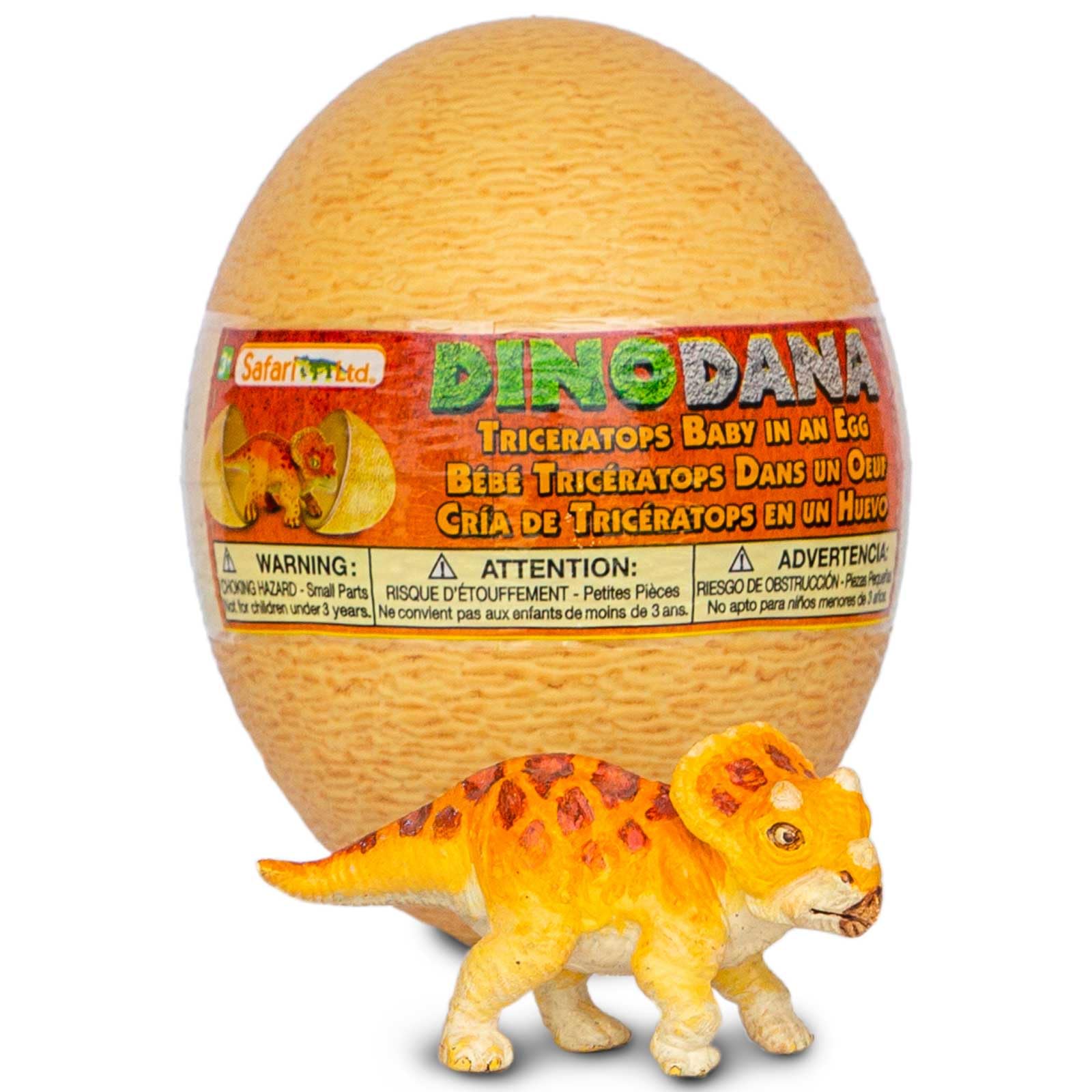 Safari Triceratops Baby with Dinosaur Egg 9cm | Use Dino Dana App with RA | Dinosaur Figure | Kids Toys | Non-Toxic & BPA Free | Suitable for 3+ Kids Ltd