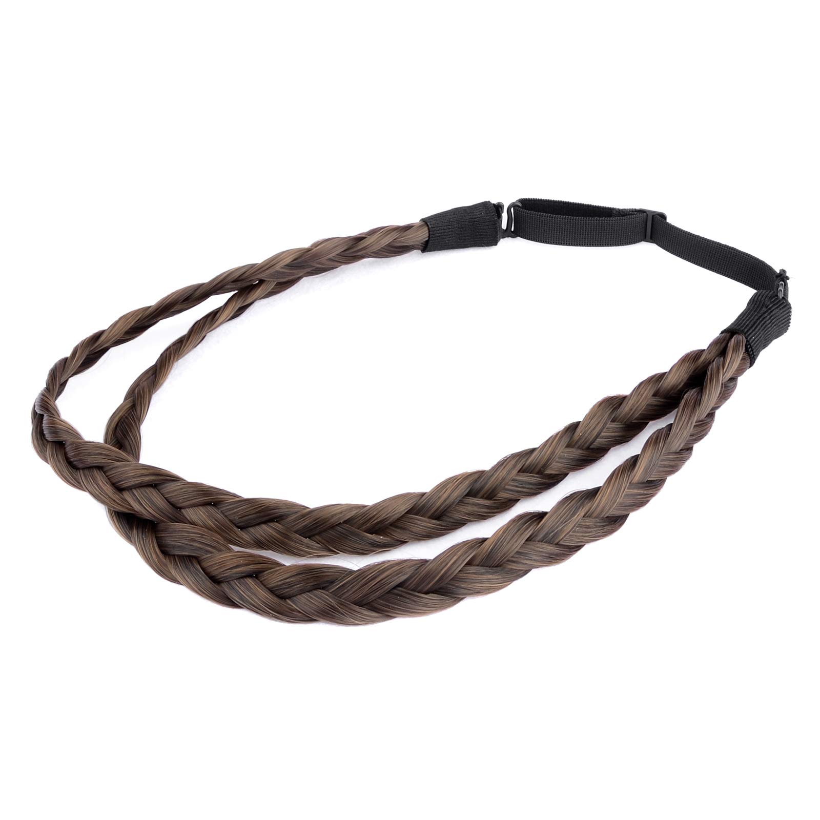 BOBIYA Double Three Strand Synthetic Hair Braided Headband Plait Headband for Women Girl (Copper Brown)